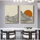 Minimalist Sun Mountain Line Abstract Wall Art, Nordic Posters Prints, Minimalist Picture, Canvas Painting, Room Decoration, Set 3