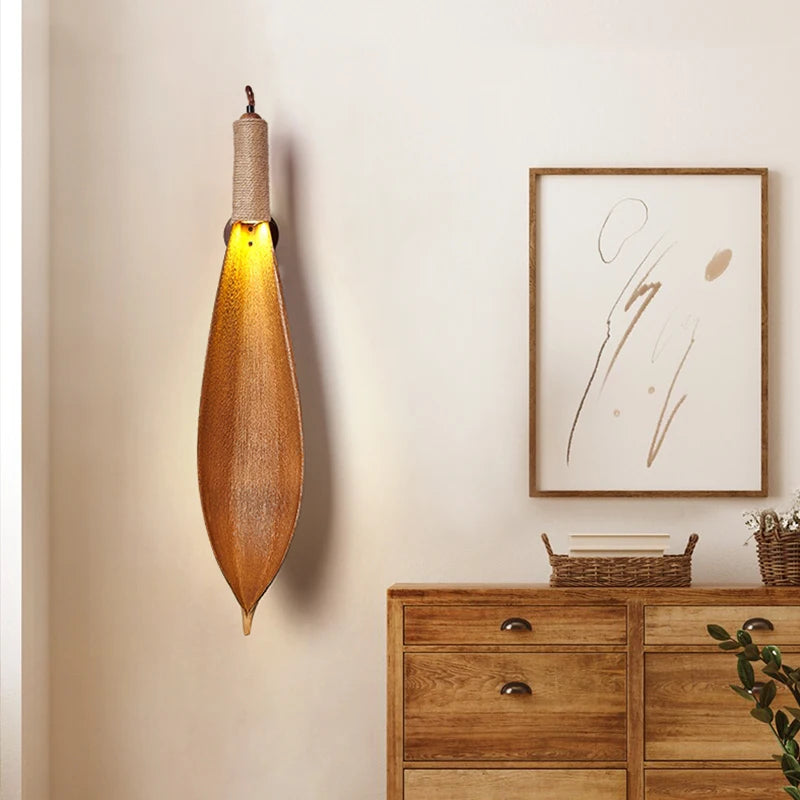 lustre japonais wabi-sabi art rétro feuille naturelle pour boutiques et restaurants - vue 5 sur 8