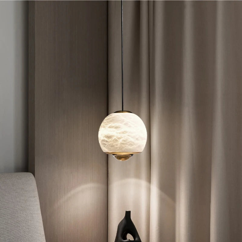 suspension LED en marbre naturel espagnol idéale pour bar et restaurant - vue 4 sur 6