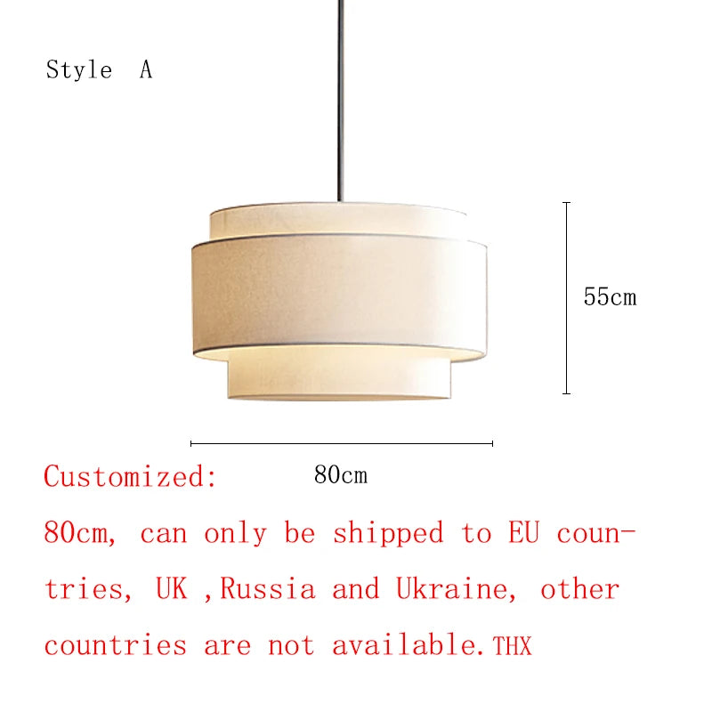 Lustre japonais tissu modernes LED - vue 12 sur 13