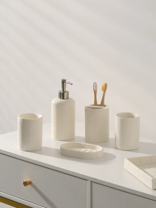 Wabi-Sabi-Electric Toothbrush Holder Set, Bathroom Toothbrush Cup, Vanity Desktop Storage Tray, Home Decoration - vue 4 sur 14