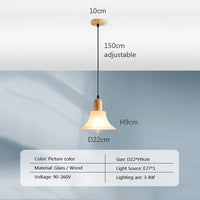 Suspension LED en verre nordique moderne en bois