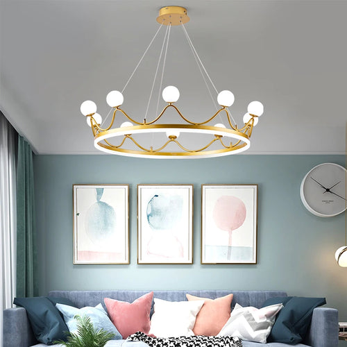 lustre led couronne style moderne décoratif suspension - vue 2 sur 8