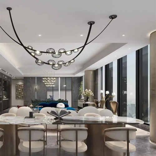 sandyha lustre en cuir avec suspension led design moderne - vue 5 sur 12