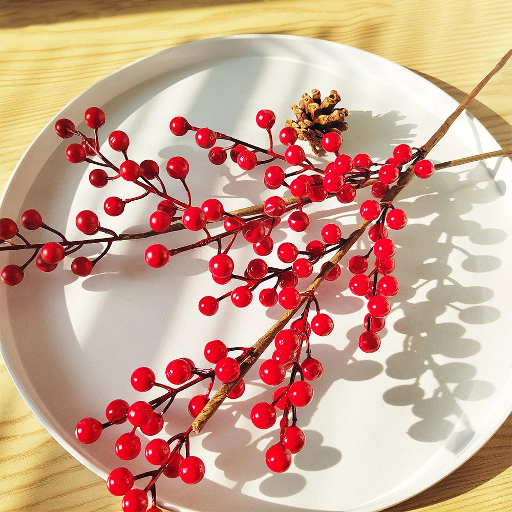 branche de fruits rouges artificiels pour décoration de Noël et récoltes - vue 6 sur 11