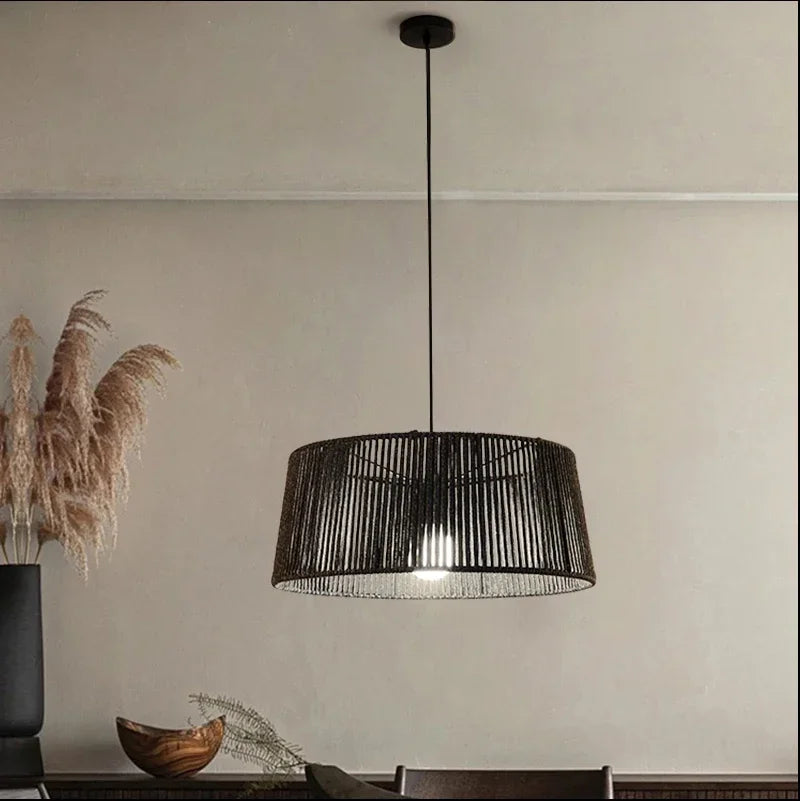 lustre nordique sandyha tissé corde led décoration maison - vue 5 sur 12