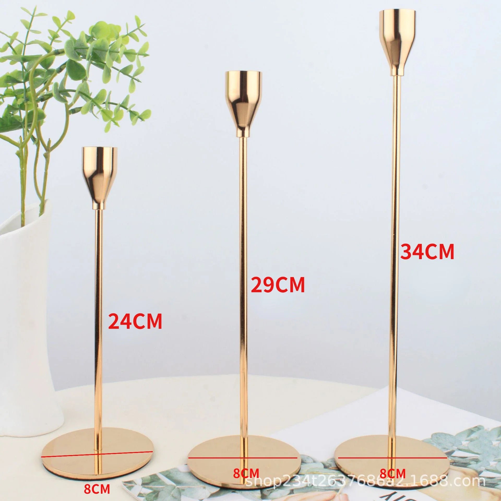 lot de 3 bougeoirs en métal pour décoration de mariage et fête - vue 8 sur 13