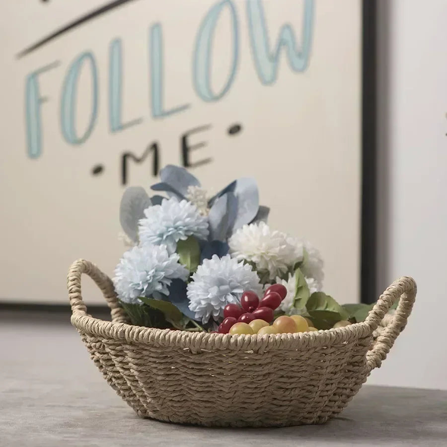 panier de rangement écologique en corde de papier et rotin - vue 5 sur 6