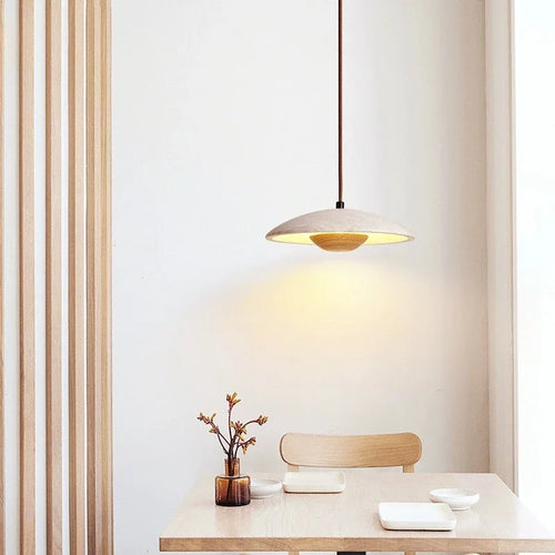 lustre nordique rétro en travertin style wabi-sabi suspension LED - vue 4 sur 7