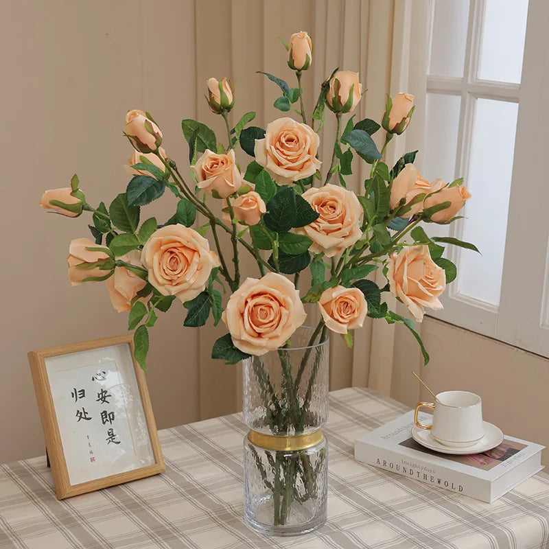 3 têtes de roses artificielles pour décoration de mariage et chambre - vue 3 sur 10