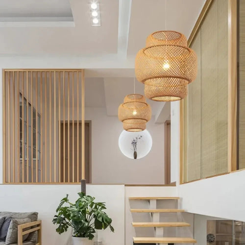 Chinese Style Bamboo Pendant Light, 30cm, D'Nik Decorative Lighting, Ideal for Restaurant - vue 5 sur 7