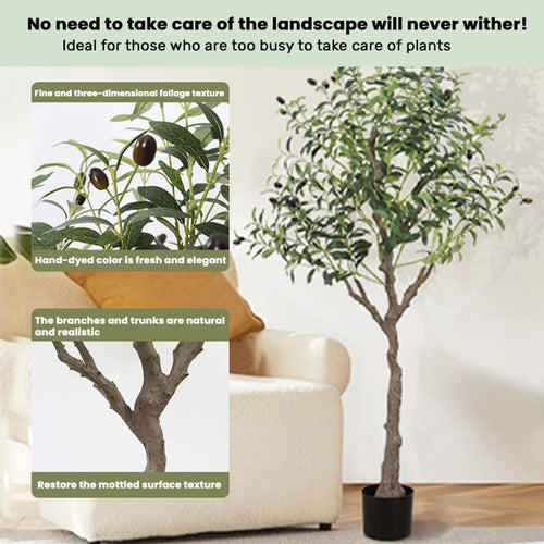 Realistic Artificial Olive Tree, Lifelike Faux Olive Plant for Home, Office, Garden Décor - vue 3 sur 8