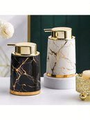 400ml Light Luxury Ceramic Marble Texture Refillable Press Mousse Foaming Soap Dispenser For Bottling, Filling Facial Cleanser