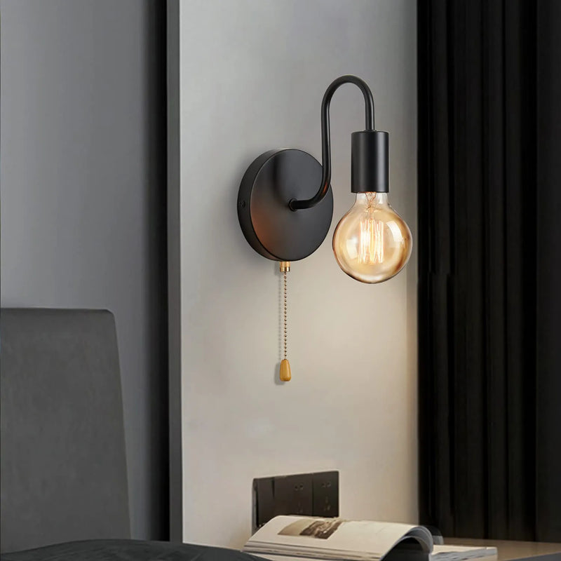 Applique murale industrielle nordique en fer noir E27