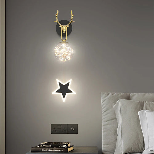 Nordic minimalist luxury star wall lamp bedside chandelier - vue 3 sur 18