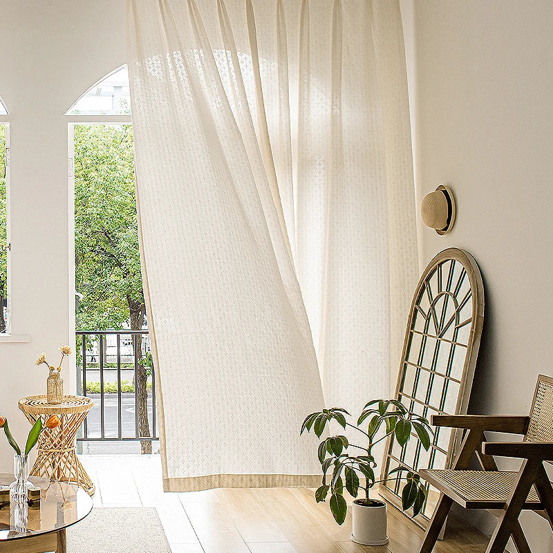 Voilage géométrique losanges semi transparent pour salon chambre