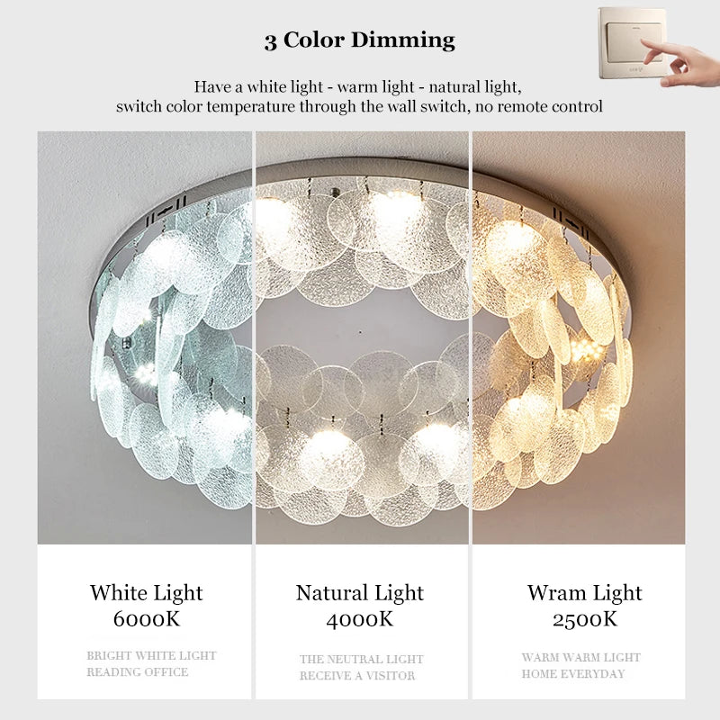 plafonnier led rond en verre pour décoration intérieure - vue 7 sur 11