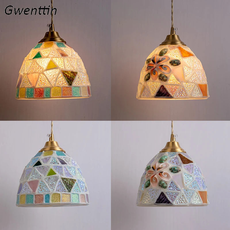 suspension en coquillage méditerranéen style tiffany pour décoration intérieure - vue 4 sur 12