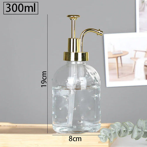distributeur de savon en verre transparent rechargeable pour gel douche - vue 10 sur 17