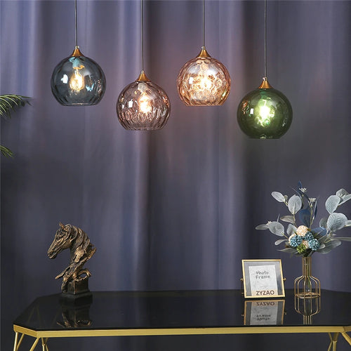 Modern minimalist glass LED chandeliers nordic design - vue 6 sur 12