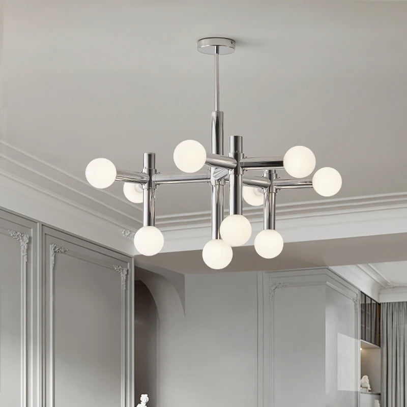 lustre chrome au design artistique pour éclairage d'intérieur