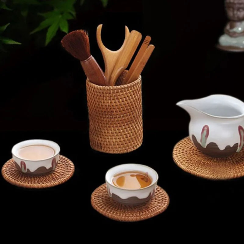 boîte de rangement rotin artisanale pour accessoires et décoration - vue 5 sur 9