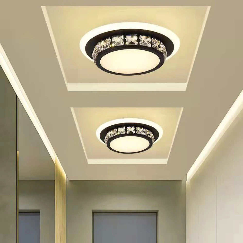 Plafonniers en cristal modernes lampe à LED pour salon chambre étude blanc noir Surface montée éclairage décoration lustre - vue 4 sur 8
