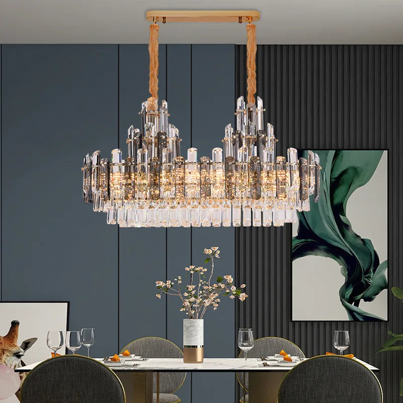 suspension à led en cristal design luxueux avec variateur d'intensité - vue 6 sur 11