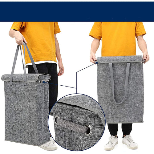 45L thin laundry basket with cover, narrow hand, fine hand, dirty laundry basket, bedroom, kindergarten, whole basket storage ba - vue 3 sur 8