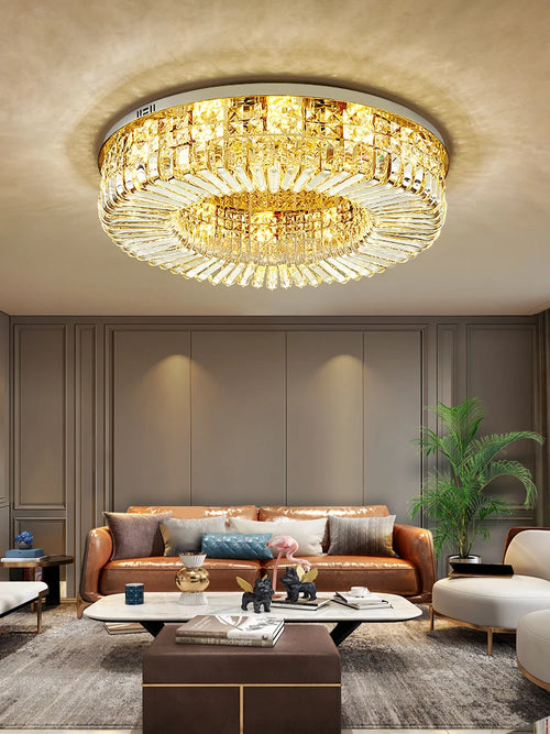 plafonnier led classique en cristal chromé pour intérieur moderne