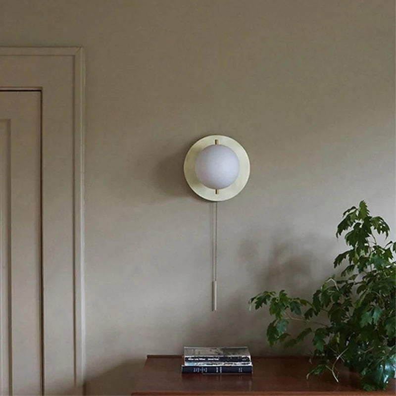 Light Luxury All Copper Wall Lamp, Post-modern Villa, Minimalist Living Room, Background Wall, Creative Bedroom, Bedside Lamp - vue 6 sur 7