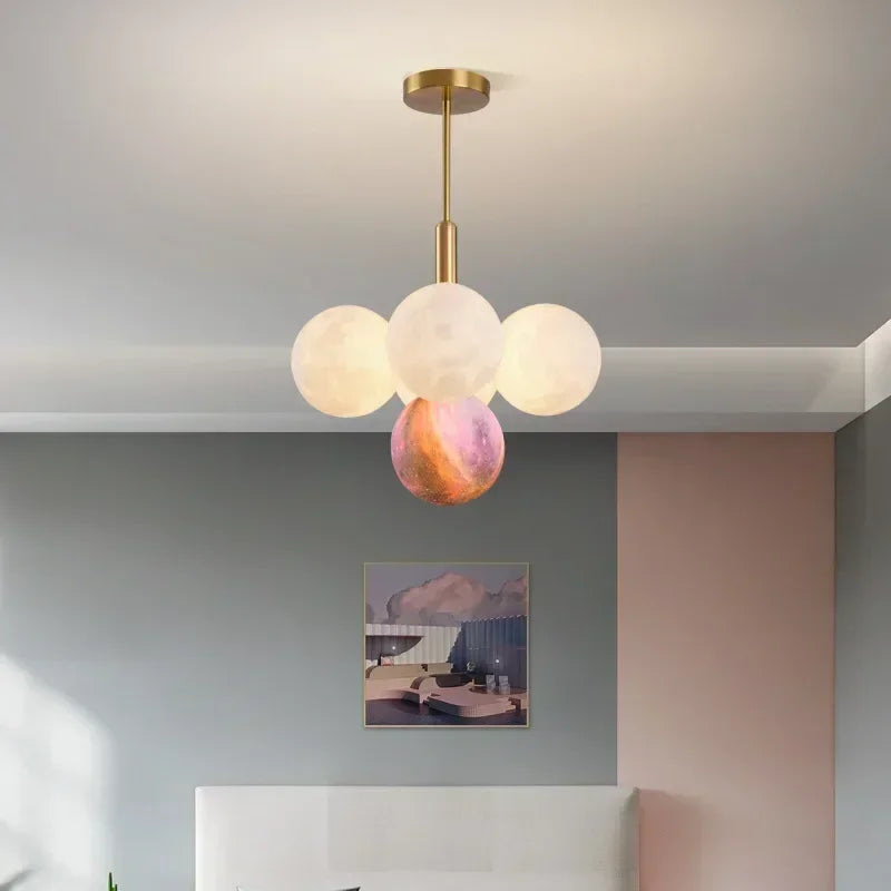 Modern Moon Bubble Pendant, Living Room Dining Room Home Decoration Lighting, LED Pendant - vue 2 sur 10