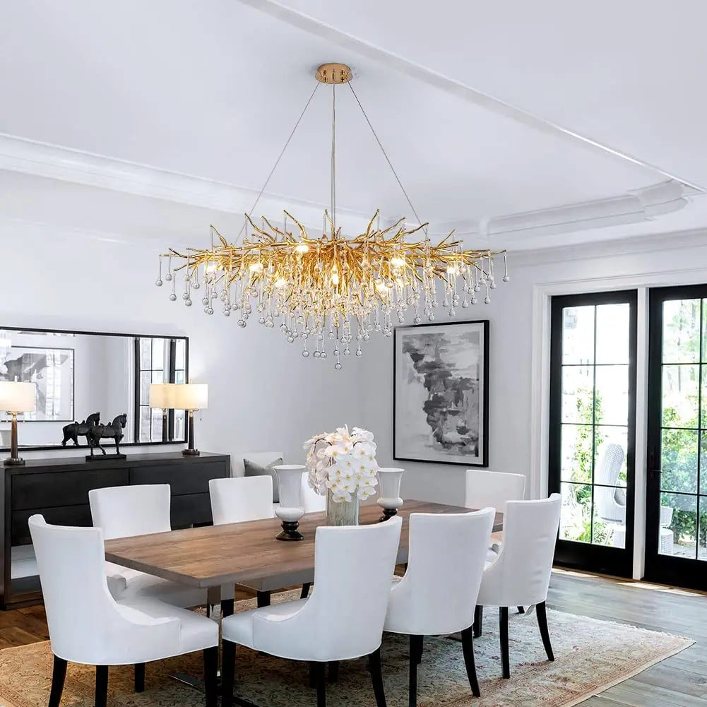 lustre moderne cristal goutte de pluie design élégant pour intérieur décoratif - vue 6 sur 15