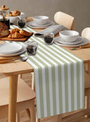Chemin de table rayures vert sauge style campagne