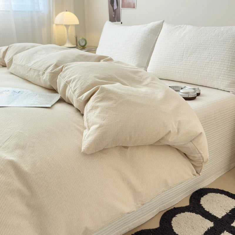 housse de couette en coton unie avec fermeture éclair