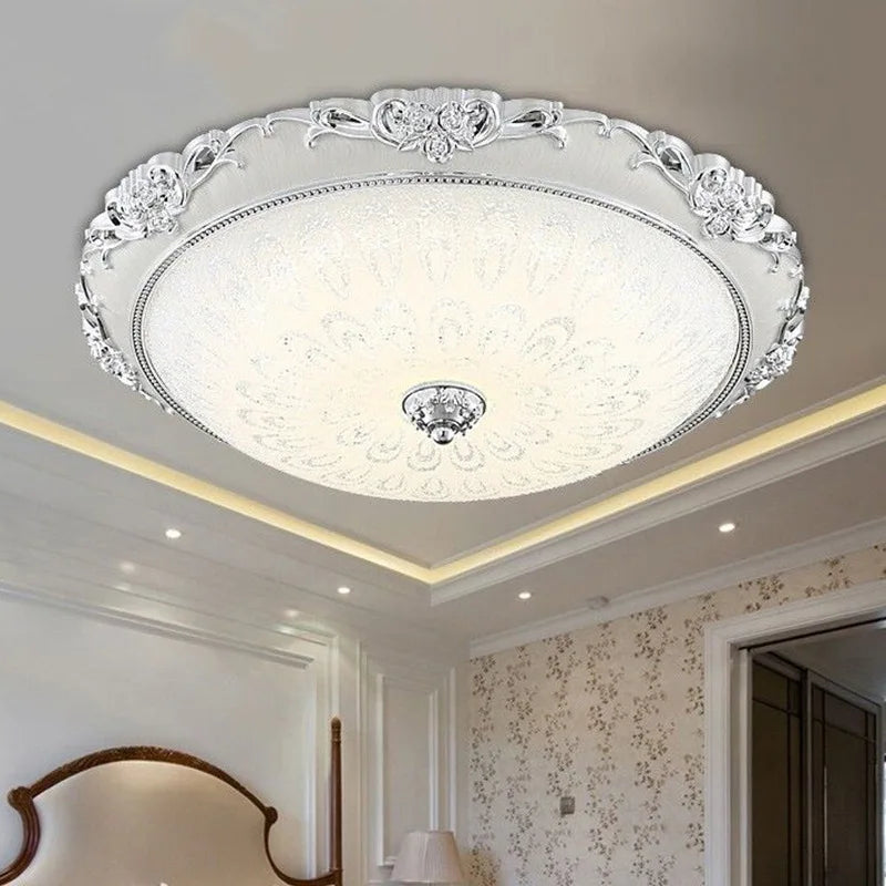 Plafonnier européen rond LED chambre salon lampe balcon allée restaurant décoration verre plafonnier mx10181358 - vue 3 sur 5