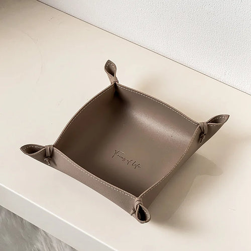 plateau de rangement en cuir pour dés bijoux et clés - vue 15 sur 14