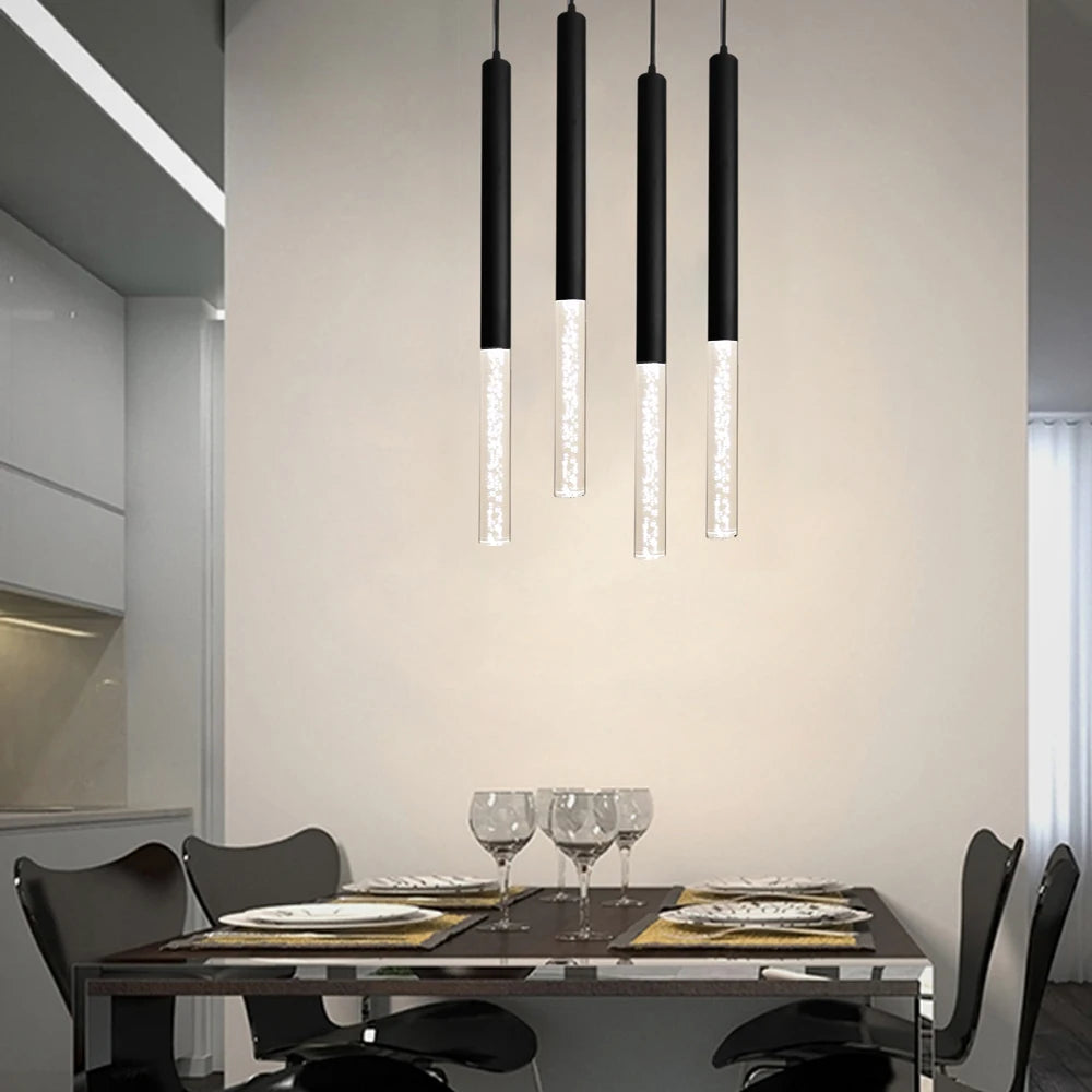 LED moderne suspension lampe maison cuisine salle à manger salon Bar café cylindre Long Tube acrylique lampes suspendues - vue 3 sur 9