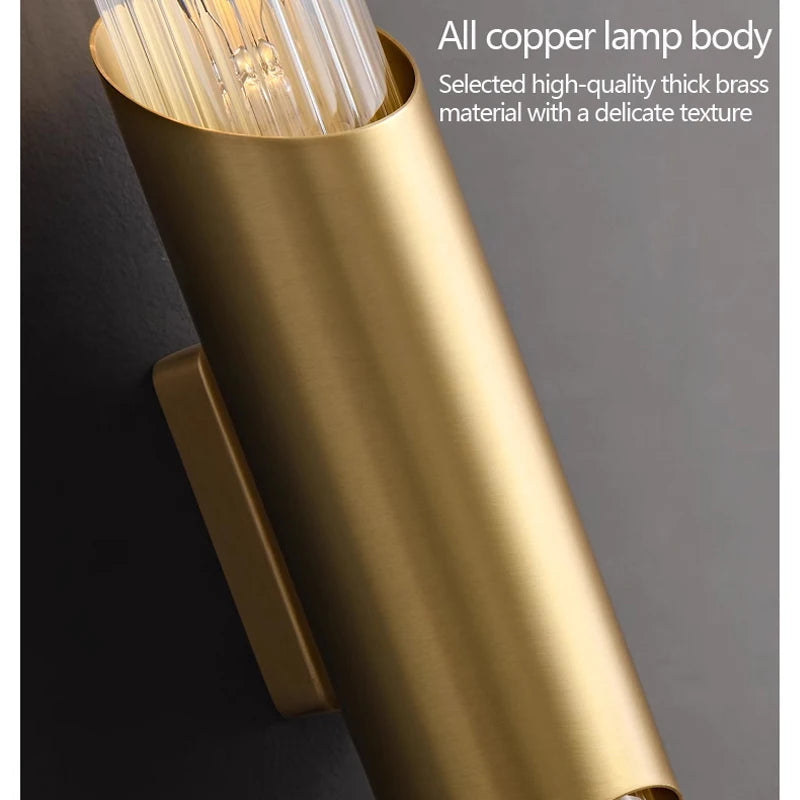 All Copper Wall Lamp, Simple And Minimalist Bedroom Headboard Light Luxury Staircase New Living Room Tv Background Wall Lamp - vue 5 sur 7