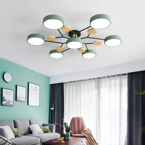 Nordic minimalist wooden LED ceiling light for indoor lighting - vue 4 sur 22