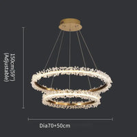 lustre en cristal avec anneau doré pour éclairage intérieur