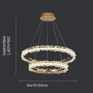 Crystal chandelier with gold ring for indoor lighting