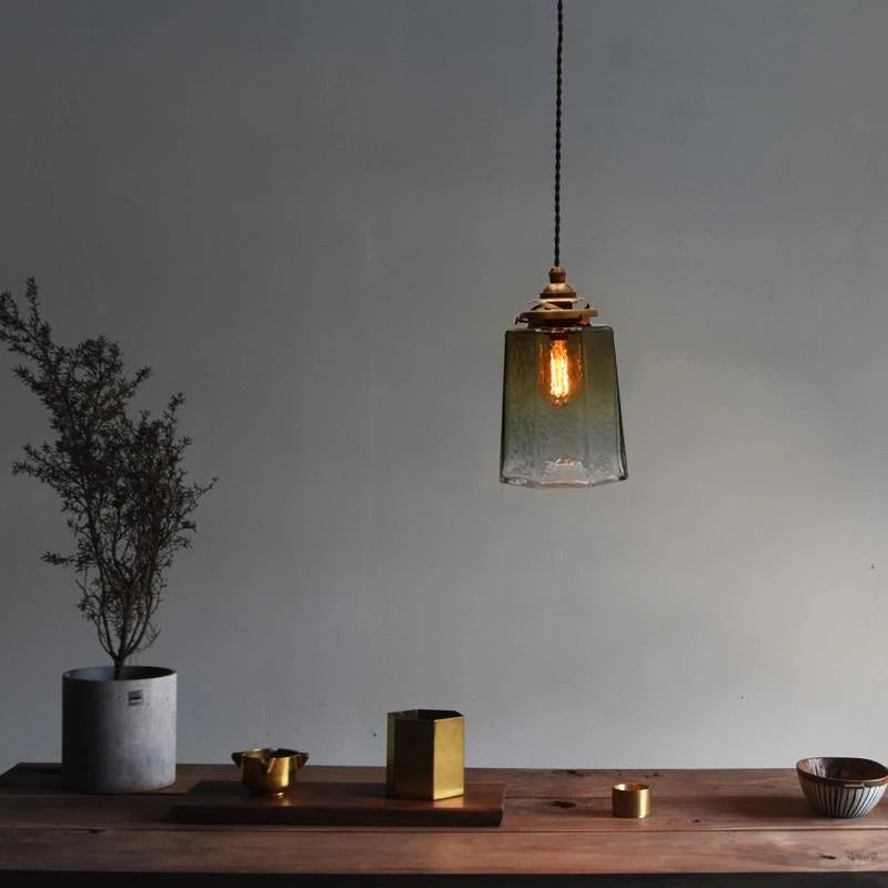 suspension en verre de cuivre luxueuse luminaire antique
