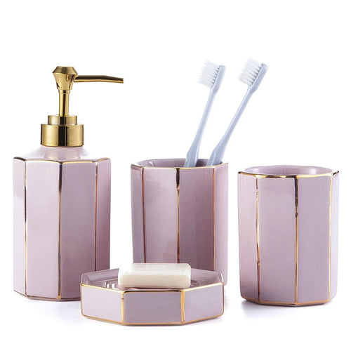 Nordic Bathroom, Dark Green Ceramic Embossed Shape, Soap Dispenser, Dish, Mouthwash Cup, Bathroom Supplies, Set - vue 13 sur 13