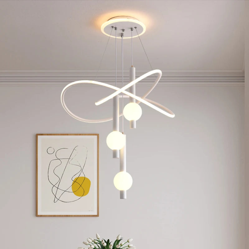 lustre moderne léger avec éclairage led pour intérieur - vue 4 sur 9