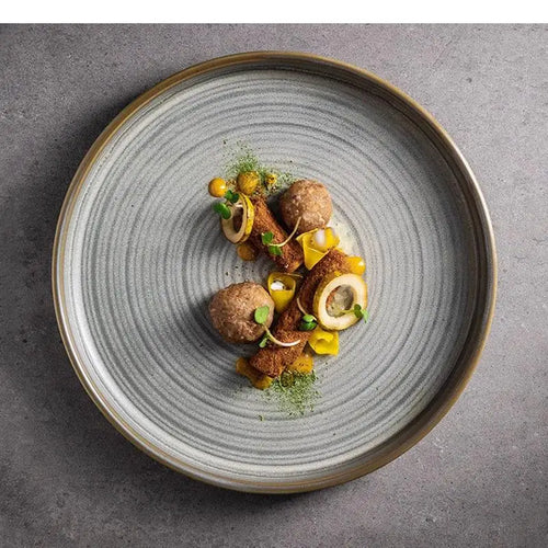 Assiettes plates céramique style vintage motifs restaurant