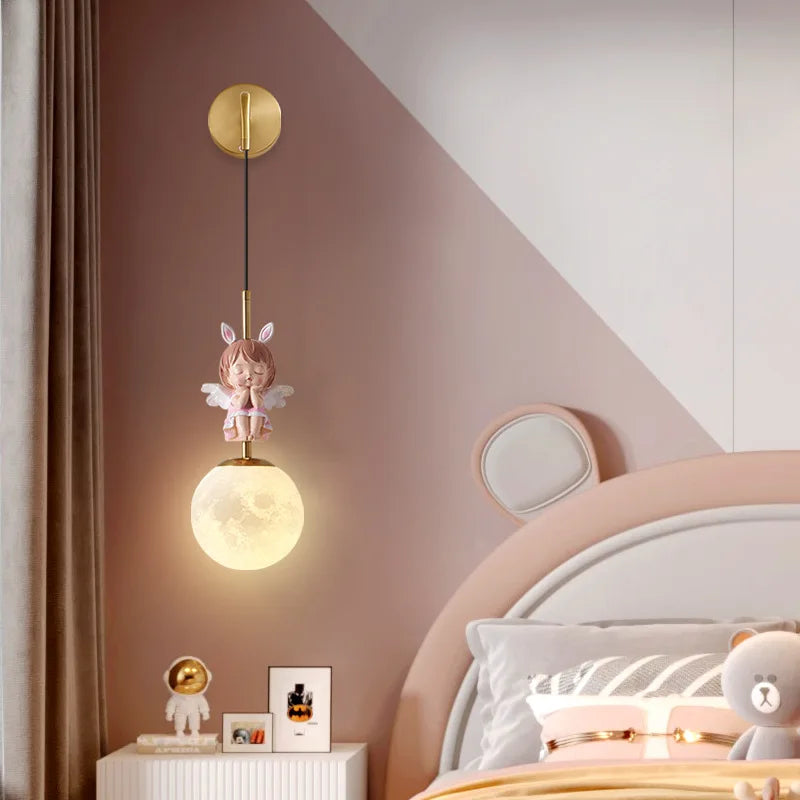 applique murale led design lune et planète pour décoration intérieure - vue 5 sur 18