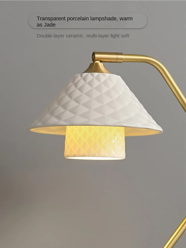 lampe de bureau en céramique et cuivre design moderne angle réglable - vue 6 sur 12