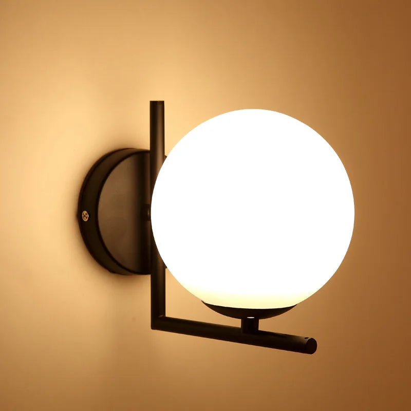 applique murale led moderne en fer avec abat-jour en verre - vue 6 sur 10