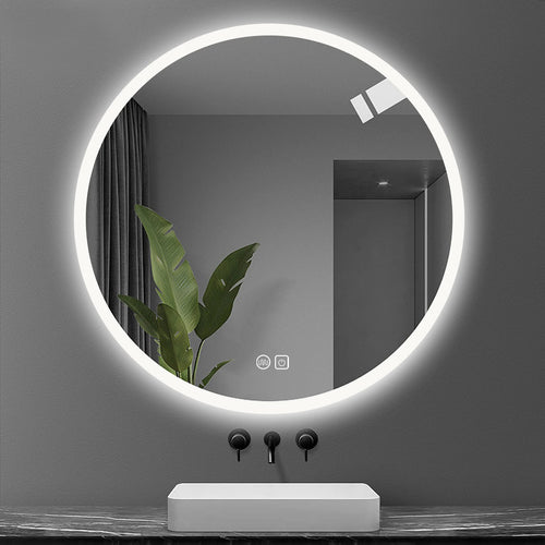 miroir rond lumineux avec interrupteur tactile et fonction antibuée - vue 2 sur 7